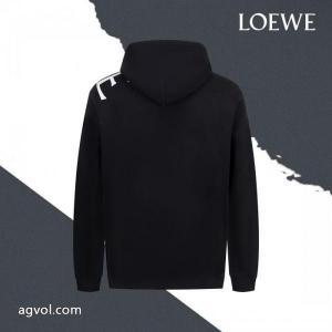 LOEWEロエベロゴアルファベットプリント連帽引き綱衛衣