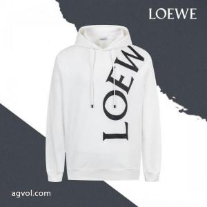 LOEWEロエベロゴアルファベットプリント連帽引き綱衛衣
