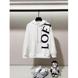 LOEWE連体肩掛けプリント大文字LOGOスプライスマーク純綿連帽衛衣