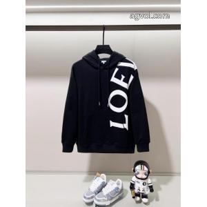 LOEWE連体肩掛けプリント大文字LOGOスプライスマーク純綿連帽衛衣