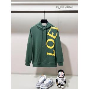 LOEWE連体肩掛けプリント大文字LOGOスプライスマーク純綿連帽衛衣