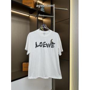 LOEWEロエベ2026 ss新作人工手描き柄カップルカジュアル半袖Tシャツ