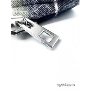 Loeweフランネルチェック柄レザージップコート