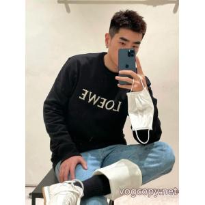 Loewe高品質センターアルファベット刺繍ラウンドネックパーカー