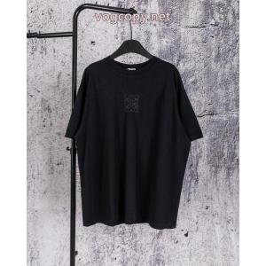LOEWEロジェウェイ26 ss新型布刺繍重工半袖破れて古い丸首Tシャツを作る