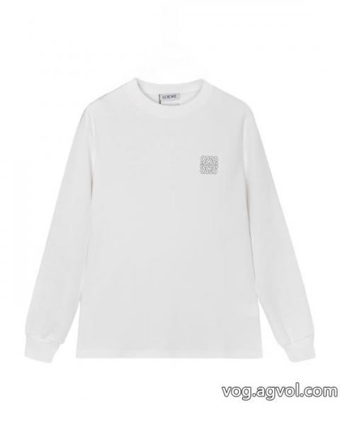 LOEWE/ロエベ立体エンベロープ万針刺繍アルファベットロゴヘッダー丸首長袖Tシャツ 0 