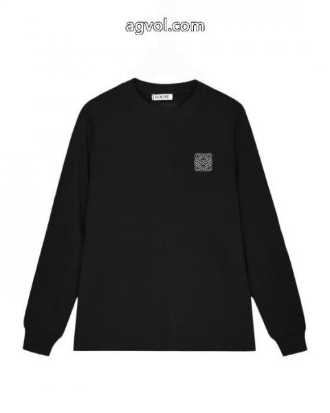 LOEWE/ロエベ立体エンベロープ万針刺繍アルファベットロゴヘッダー丸首長袖Tシャツ 5 