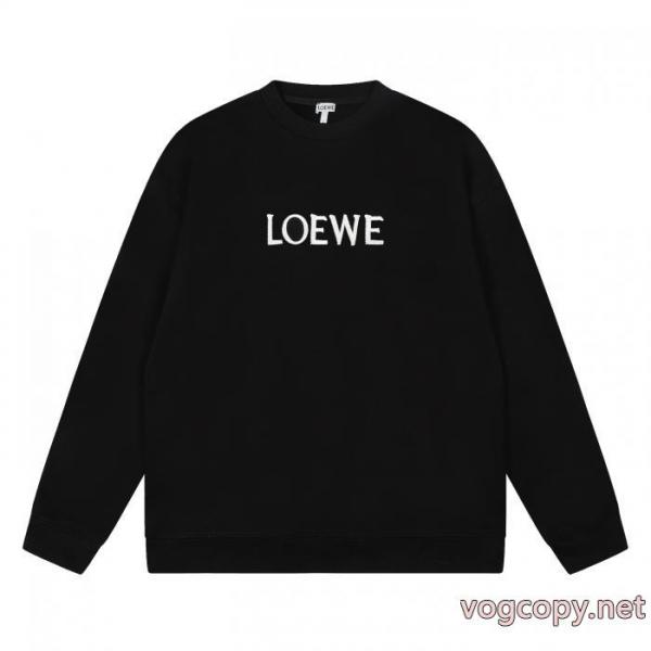 Loewe高品質センターアルファベット刺繍ラウンドネックパーカー 5 