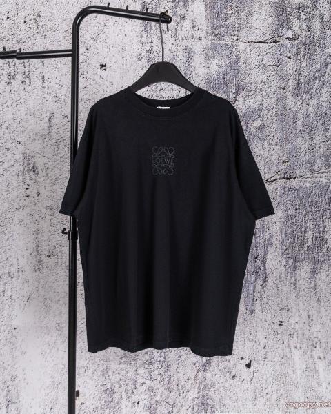 LOEWEロジェウェイ26 ss新型布刺繍重工半袖破れて古い丸首Tシャツを作る 0