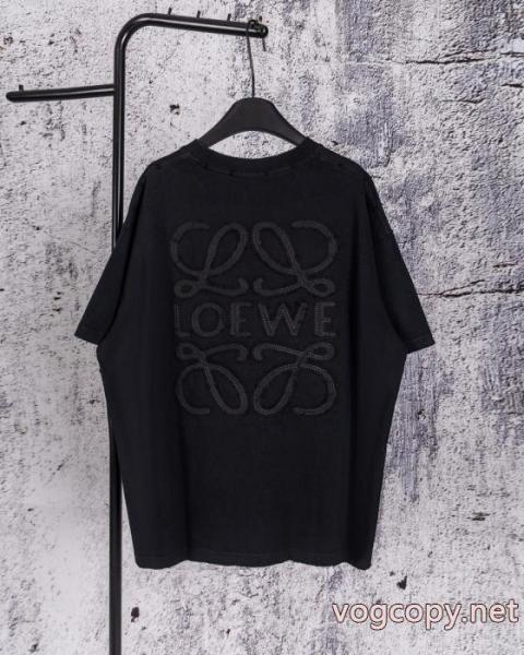 LOEWEロジェウェイ26 ss新型布刺繍重工半袖破れて古い丸首Tシャツを作る 2