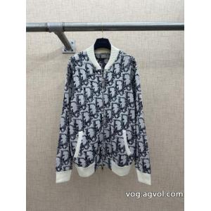 Dior/ディオールObliqueオールドフラワーニット野球ファスナーカーディガン