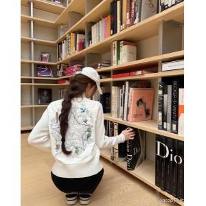 Diorディオール背中ペンタゴン小鳥重工刺繍ジップニットカーディガンコート